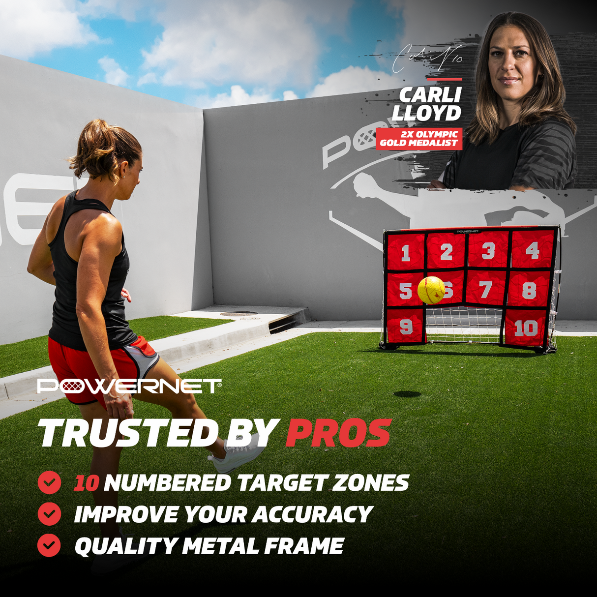 6x4 FT Numbered Soccer Target Goal TrainingNets by PowerNet