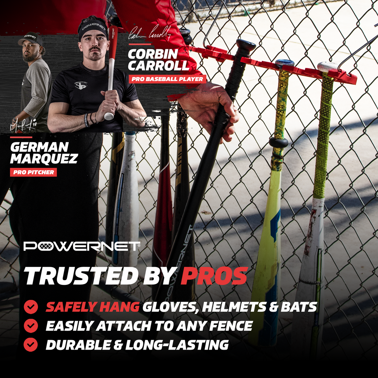 Dugout Bundle | Bat Fence Rack + Fence Hook + Gear Hanger Sports PowerNet