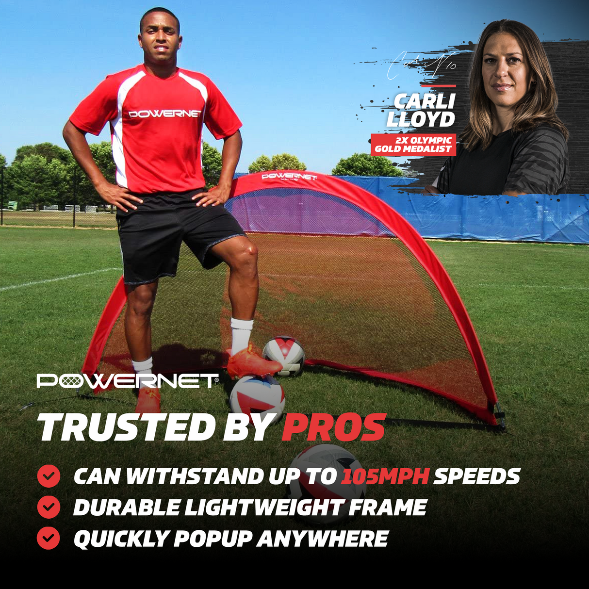 Popup Soccer Goals Portable Net 2 Goals + 1 Carrying Bag Sports PowerNet