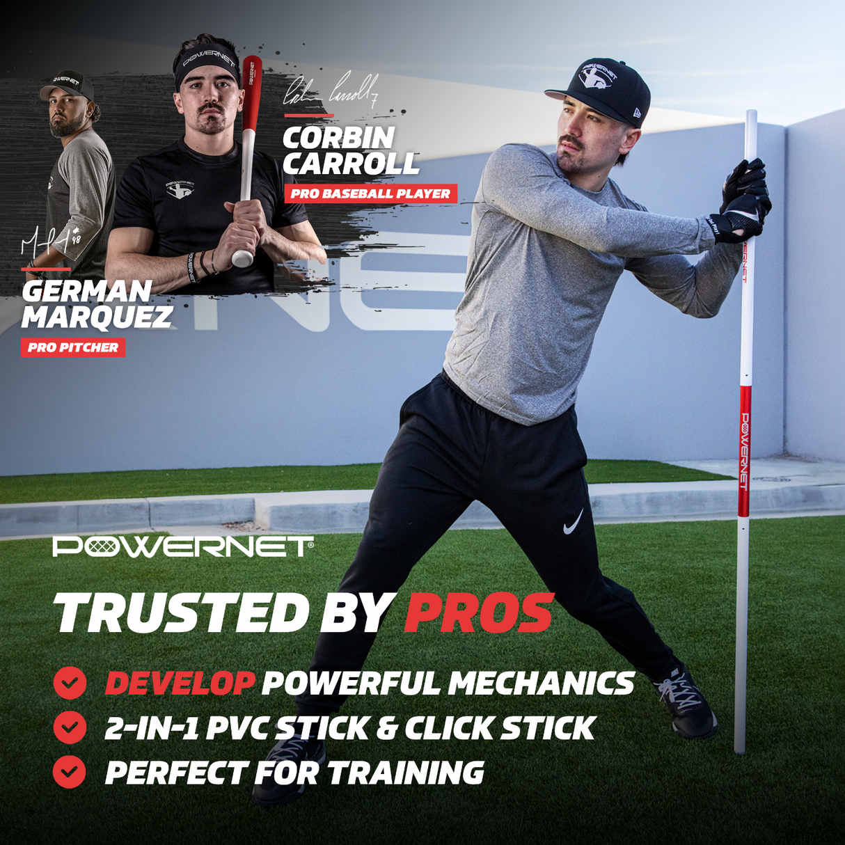 Click Stick Training Bat PVC Combo Training Bat PowerNet