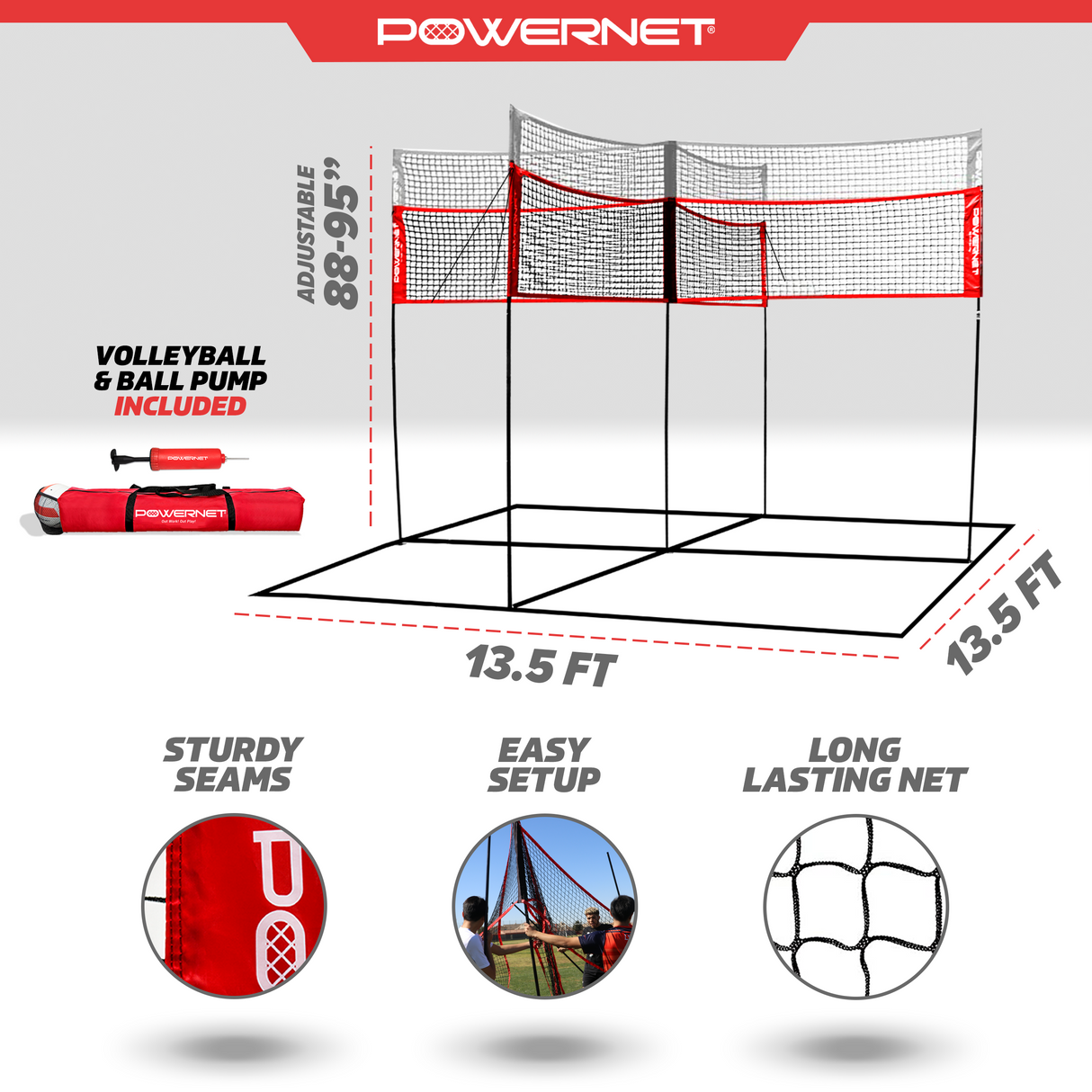 Four Square Volleyball Training Net Game Sports PowerNet