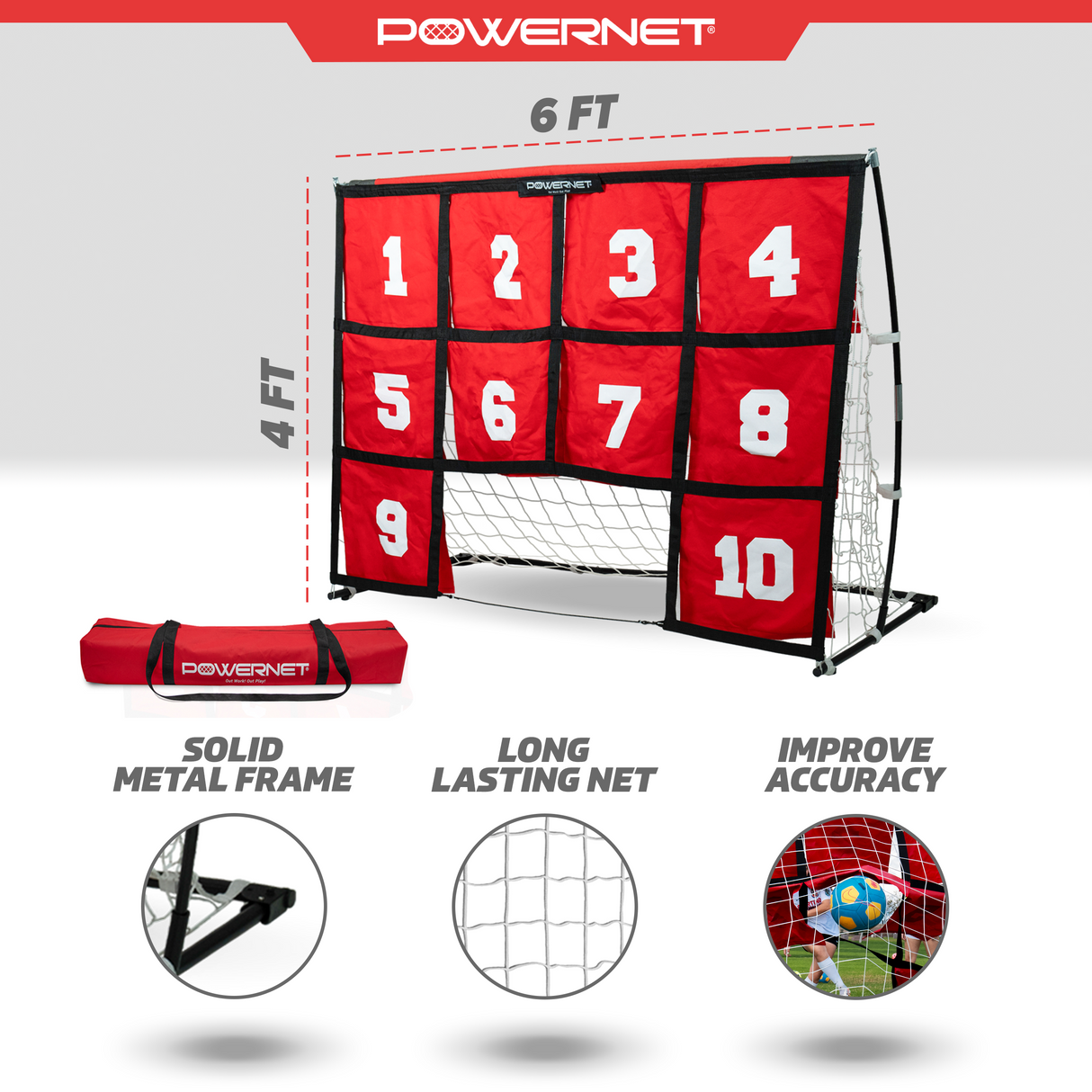 6x4 FT Numbered Soccer Target Goal TrainingNets by PowerNet