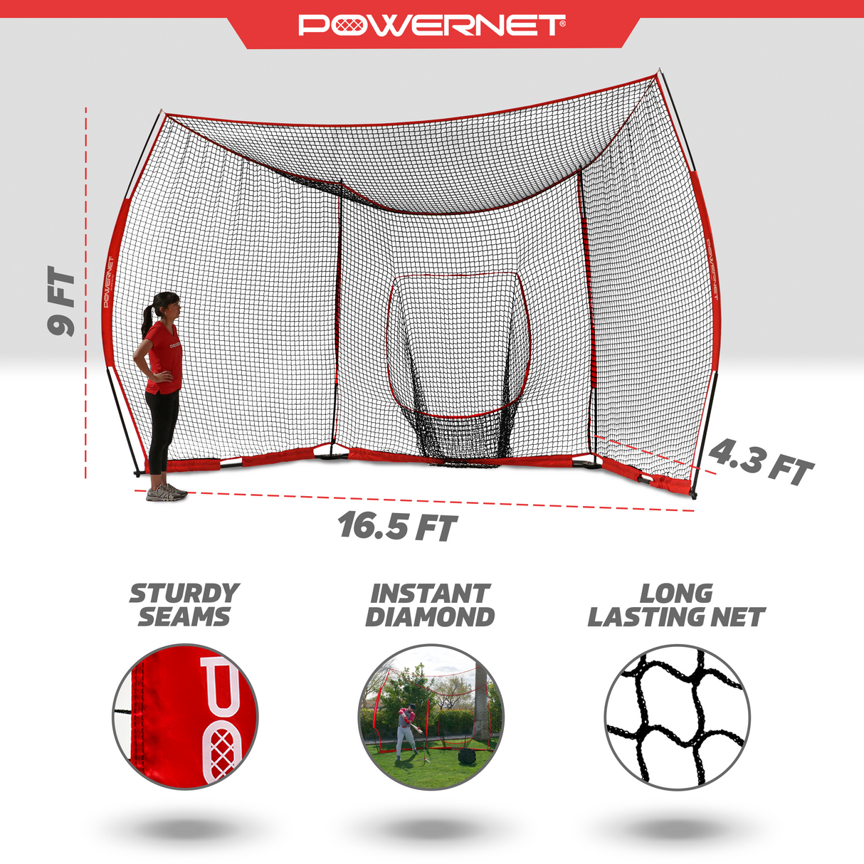 Portable Baseball Backstop | 16x9 Instant Diamond sports PowerNet
