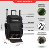 The Odyssey Rolling Backpack for Softball & Baseball Wheeled Bag PowerNet