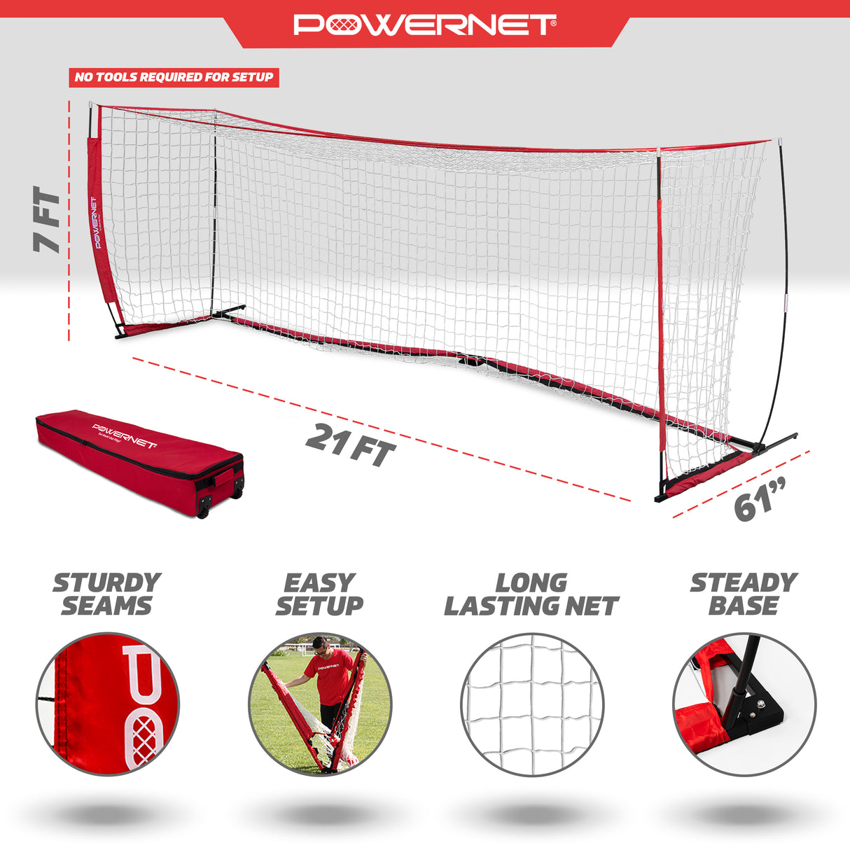 Portable 21x7 FT Soccer Goal TrainingNets by PowerNet