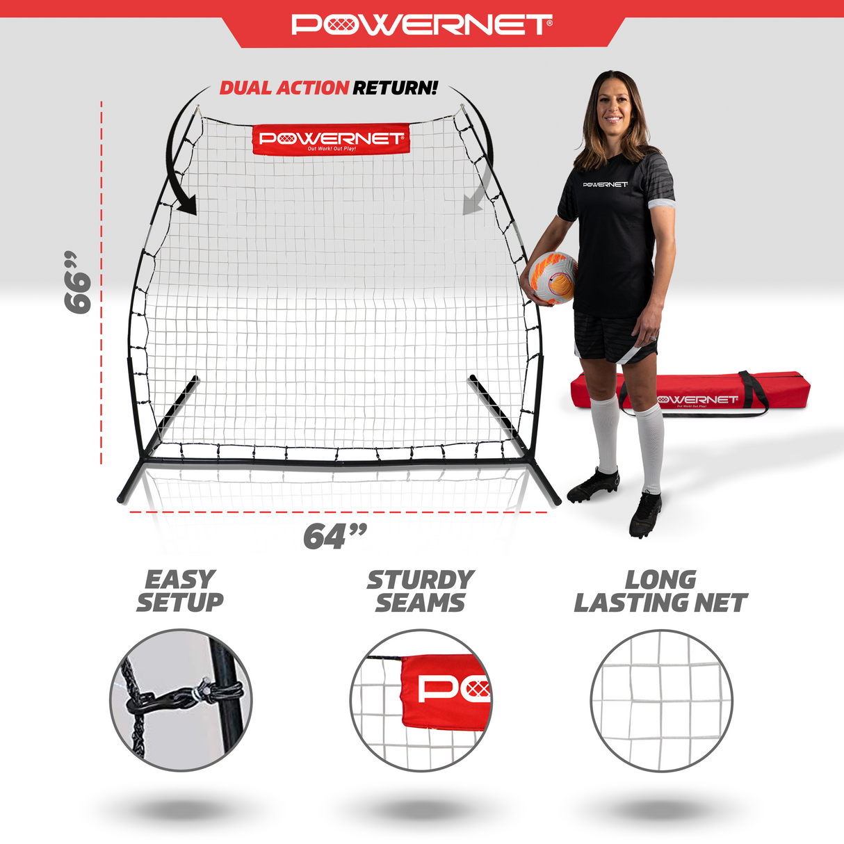 Rebounder Training Net for Soccer, Lacrosse, Baseball, Softball Sports PowerNet
