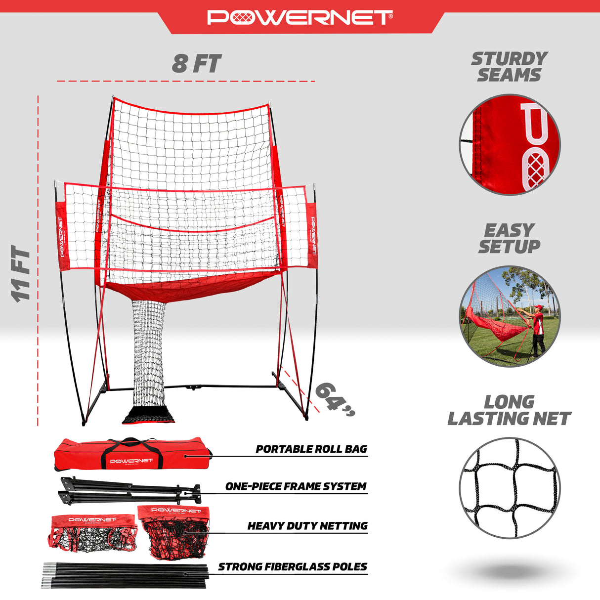 Portable Volleyball Training Station Net Sports PowerNet
