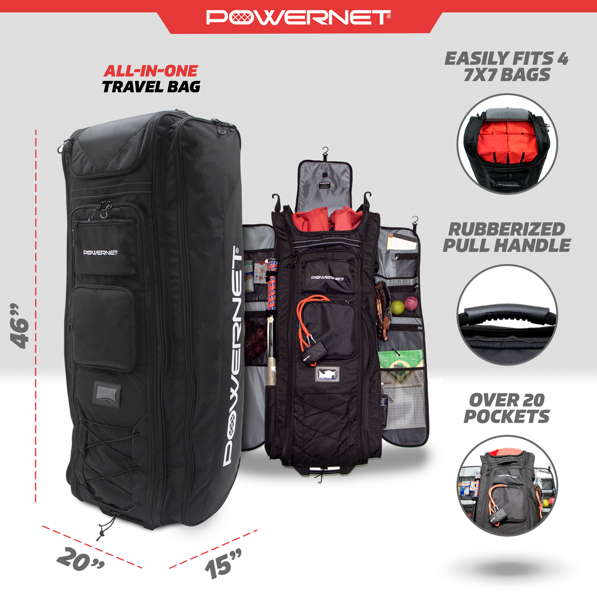 All Gear Transporter Baseball Rolling Duffle Travel Bag Wheeled bags PowerNet