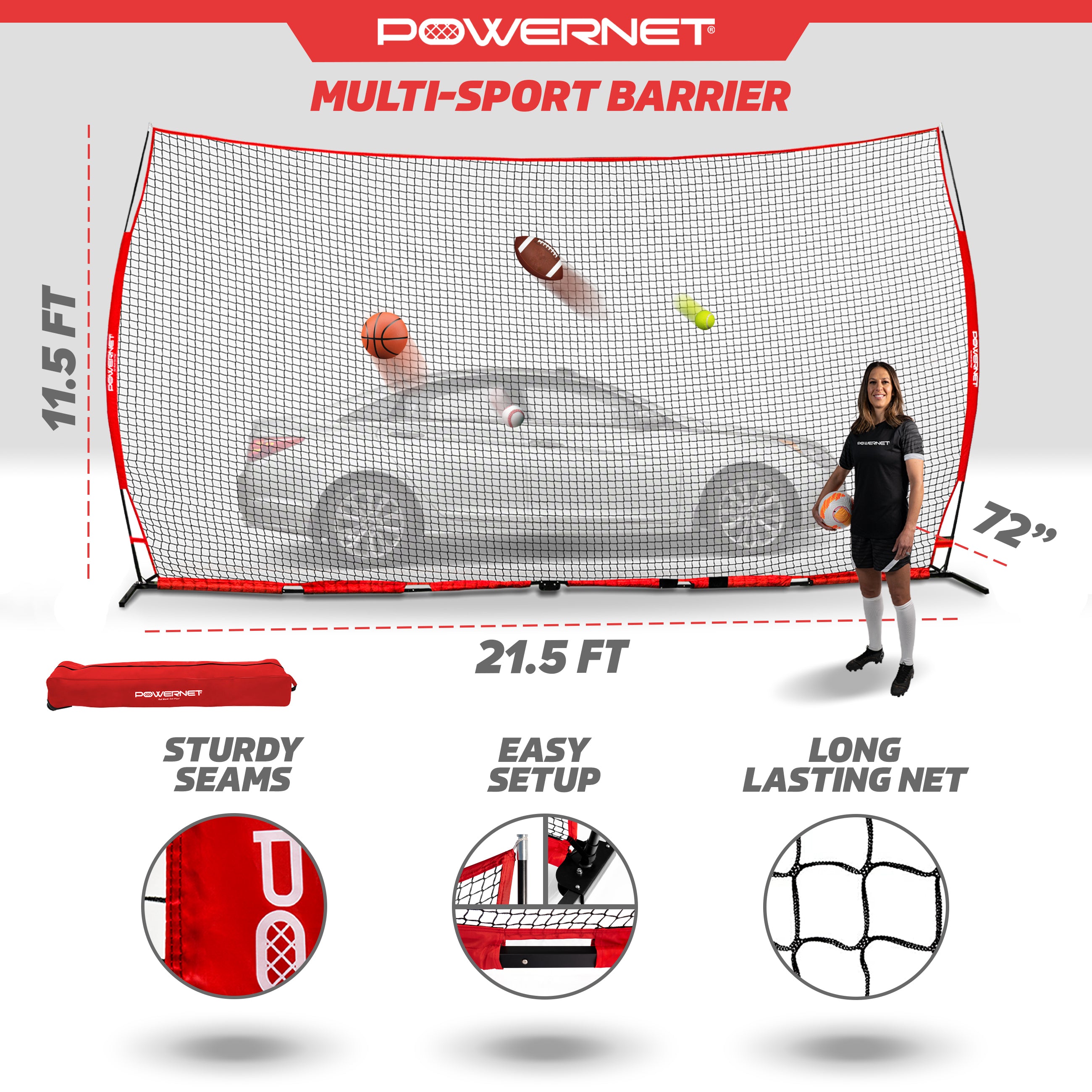 Portable Barrier Net for Protection 21.5x11.5 FT – PowerNet by