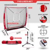 5x5 FT Baseball Softball Net Bundle | Strikezone & Tee sports PowerNet