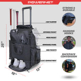 PRO Odyssey Rolling Backpack for Softball & Baseball PowerNet by TrainingNets