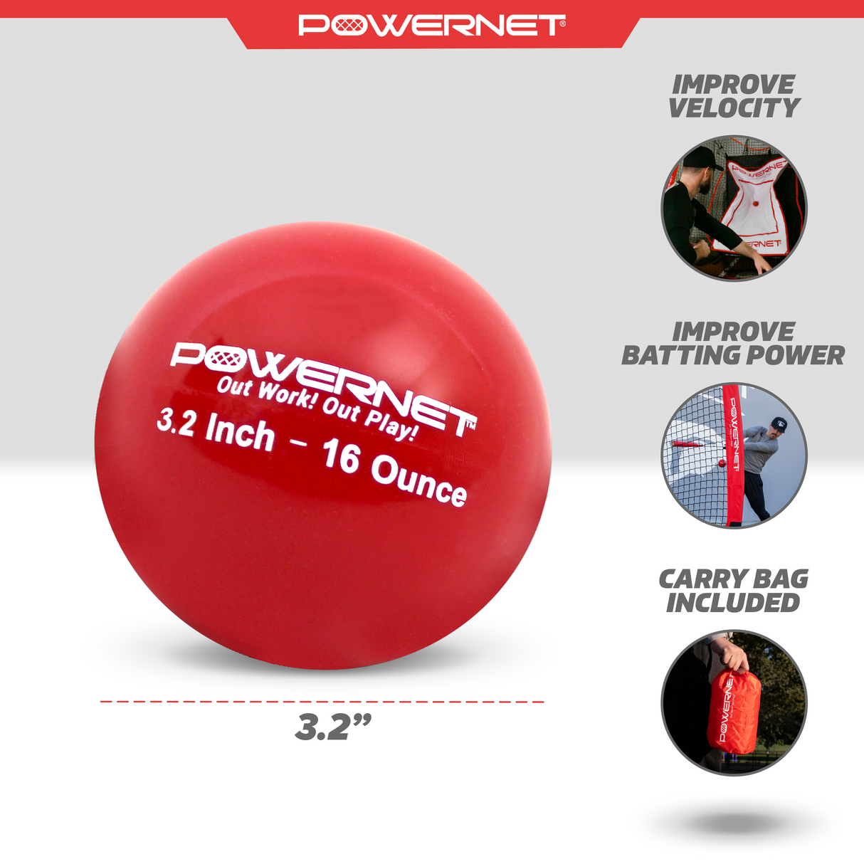 3.2" Weighted Training Balls | 12-20 oz sports PowerNet