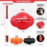 Sweet Spot Training Bat + Softball 3.2" Progressive Weighted Ball 9 PRO Pack Bundle Sports PowerNet