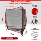 Triple Threat Net, 3 Way 7x7 Ft Baseball Training Net Sports PowerNet