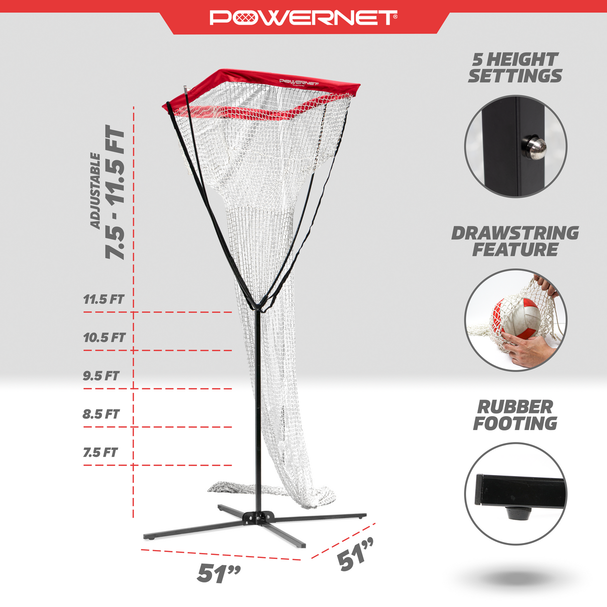 Portable Volleyball Setter Trainer Net | Adjustable Height & Basket Angle Volleyball Setter PowerNet