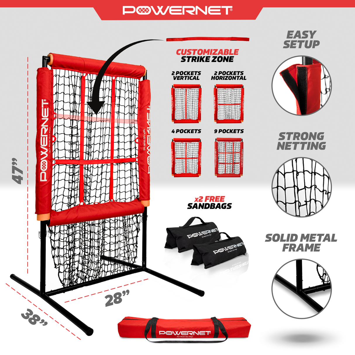 Pitching Zone Pro Custom Strike Zone Net TrainingNets by PowerNet