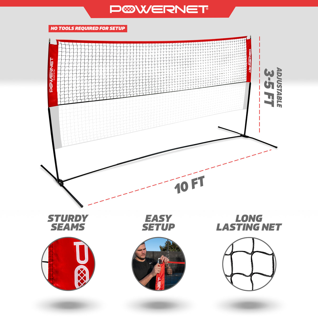 10x3 FT Portable Badminton, Tennis, Volleyball, Pickleball Net Sports PowerNet