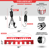 Dugout Bundle | Bat Fence Rack + Fence Hook + Gear Hanger Sports PowerNet
