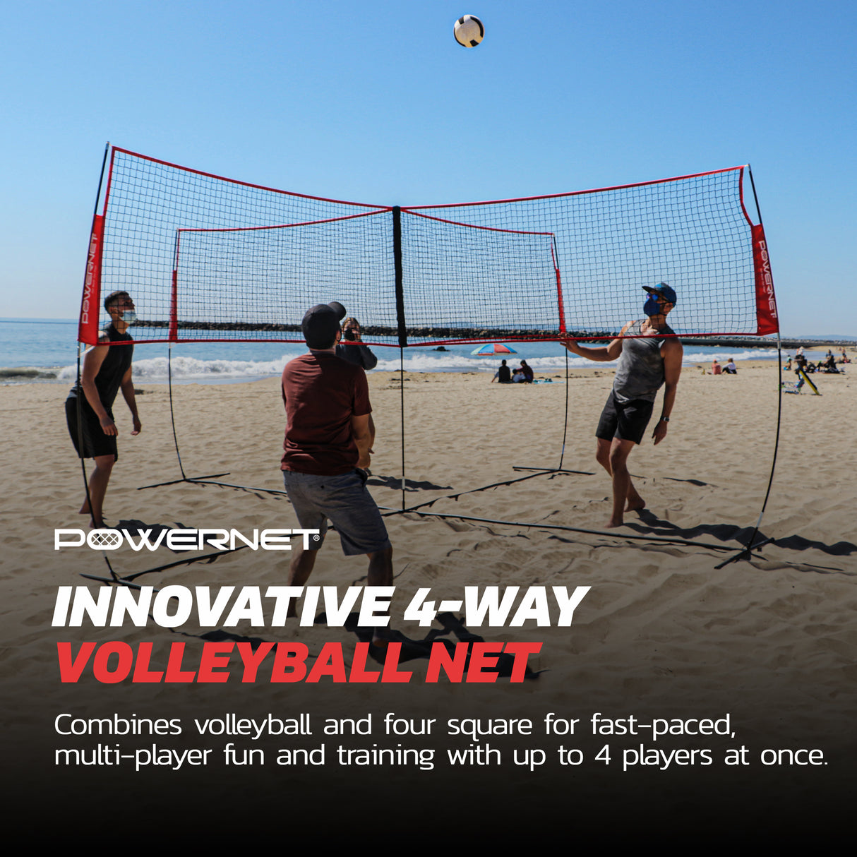 Four Square Volleyball Training Net Game Sports PowerNet