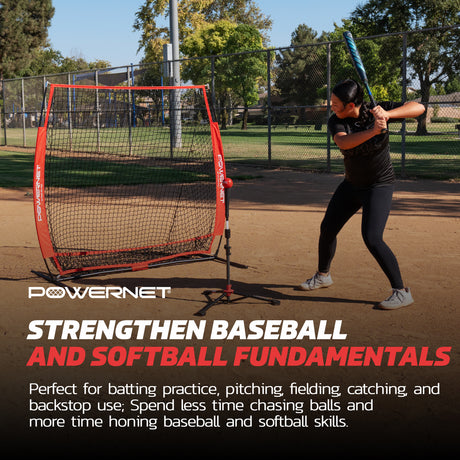 5x5 FT Baseball Softball Net Bundle | Strikezone & Tee sports PowerNet