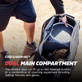 Rolling Baseball Coach Bag Caddy | Holds Two Gallon Bucket Balls Wheeled bags PowerNet