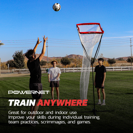 Portable Volleyball Setter Trainer Net | Adjustable Height & Basket Angle Volleyball Setter PowerNet