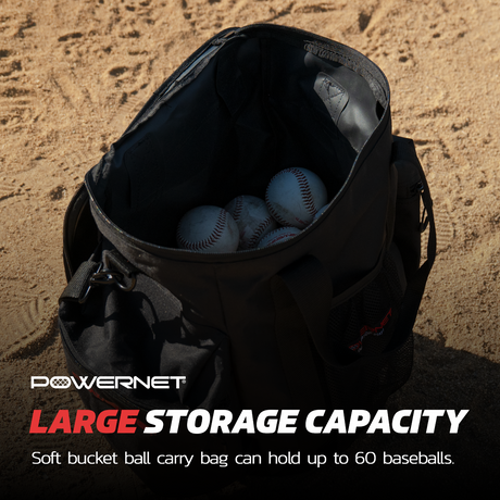 Soft Bucket Carry Bag | Shoulder Strap Baseball And Softball Equipment Bags PowerNet