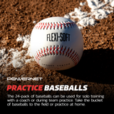 Flexi Soft Baseballs 24 Pack with Bucket Bundle | Cushioned Core Safety Ball Flexi Soft Baseball PowerNet