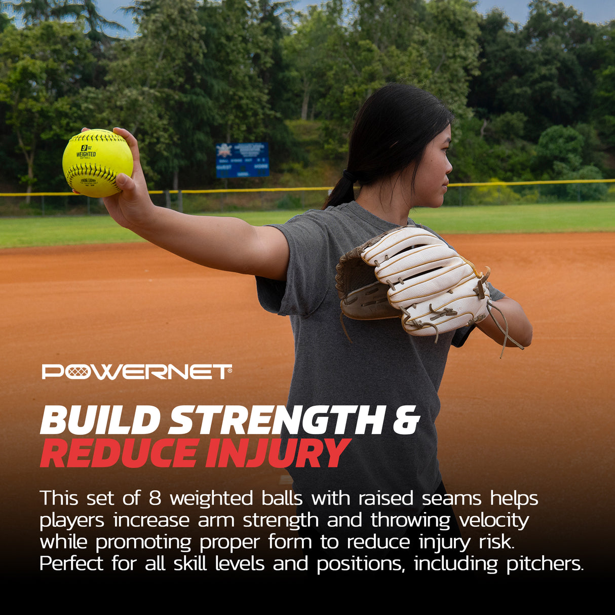 Weighted Softballs | 8 Different Weights Included | 4 to 12 oz Training Ball PowerNet