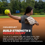 Weighted Softballs | 8 Different Weights Included | 4 to 12 oz Training Ball PowerNet