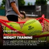 Weighted Softballs | 8 Different Weights Included | 4 to 12 oz Training Ball PowerNet
