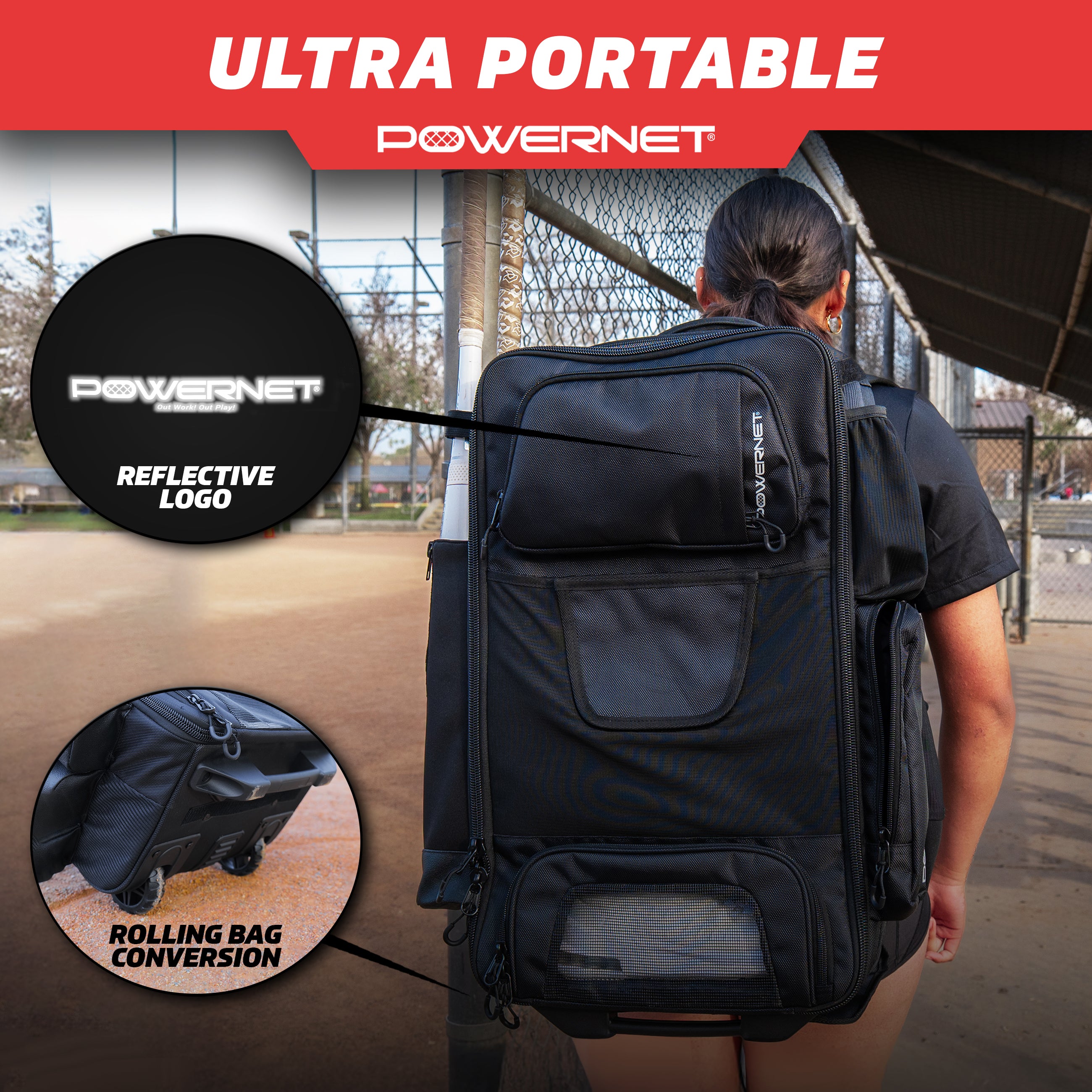 PRO Odyssey Rolling Backpack for Softball & Baseball – PowerNet by