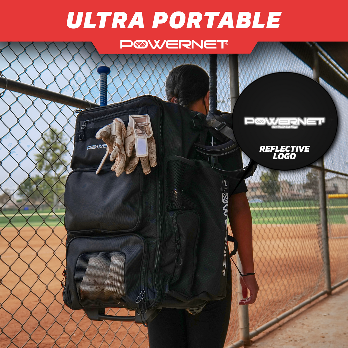 The Odyssey Rolling Backpack for Softball & Baseball Wheeled Bag PowerNet