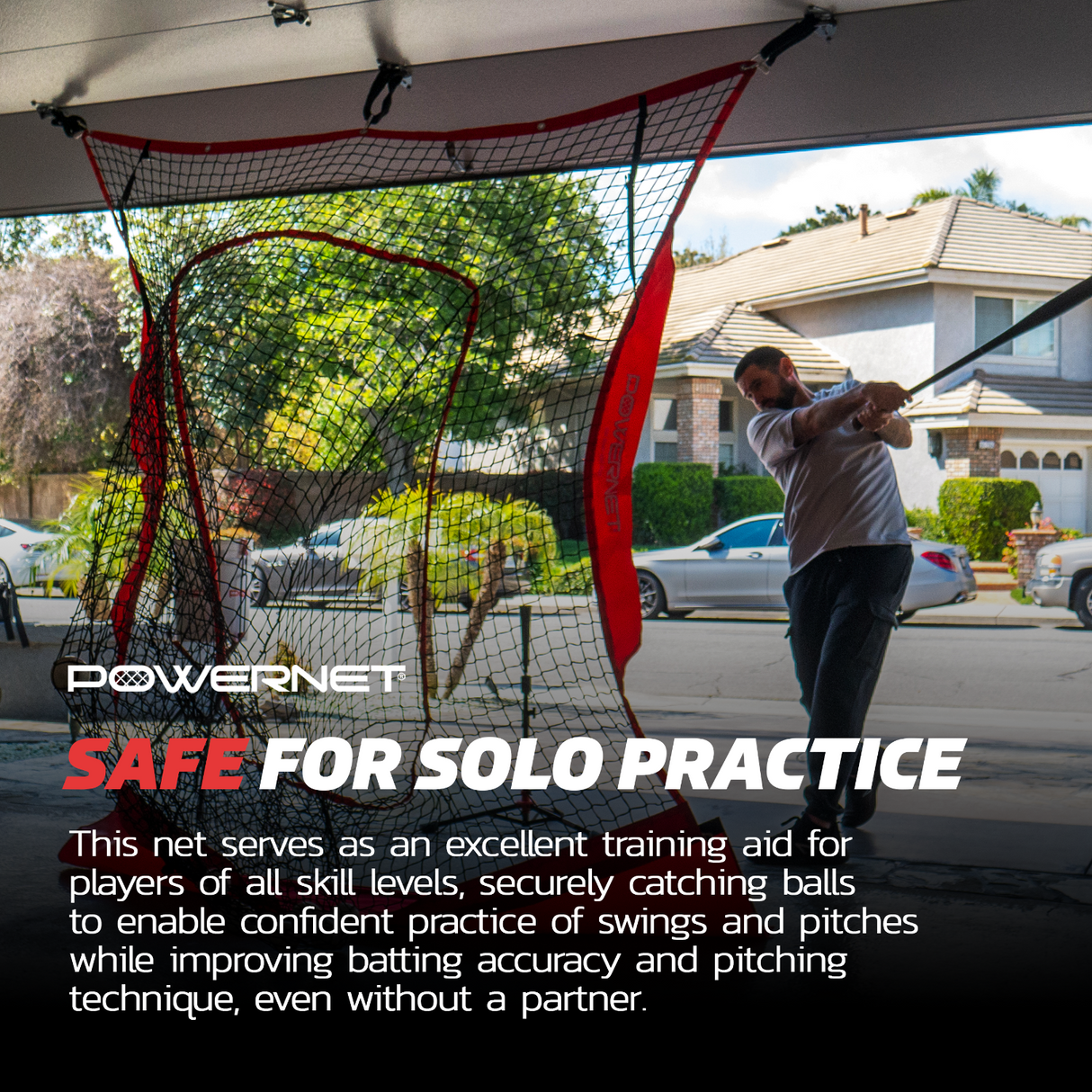 7x7 FT Hanging Dual Training Net (Net Only) | Hang From Garage Sports PowerNet