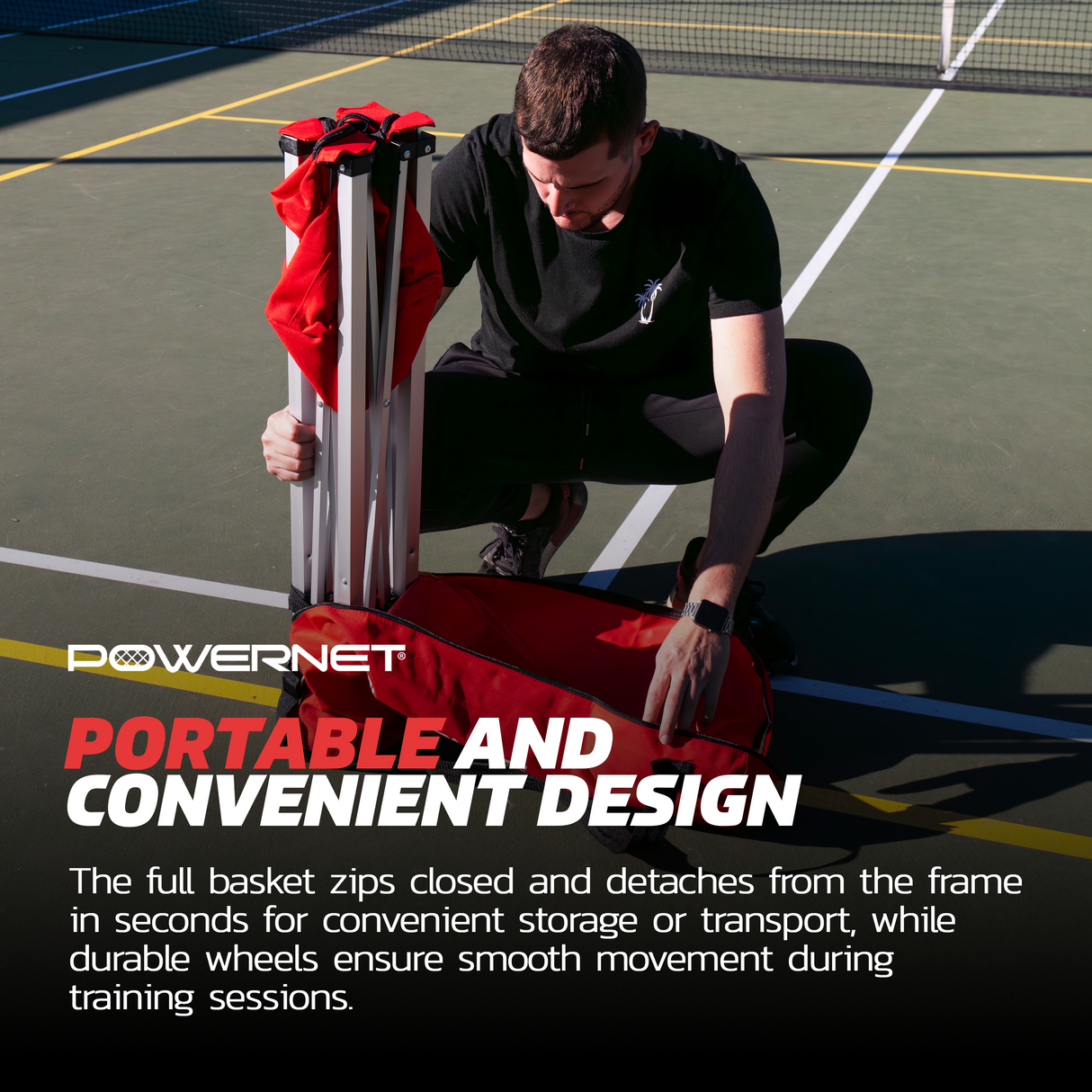 Wheeled Ball Caddy Cart for Baseball Softball and Tennis Sports PowerNet