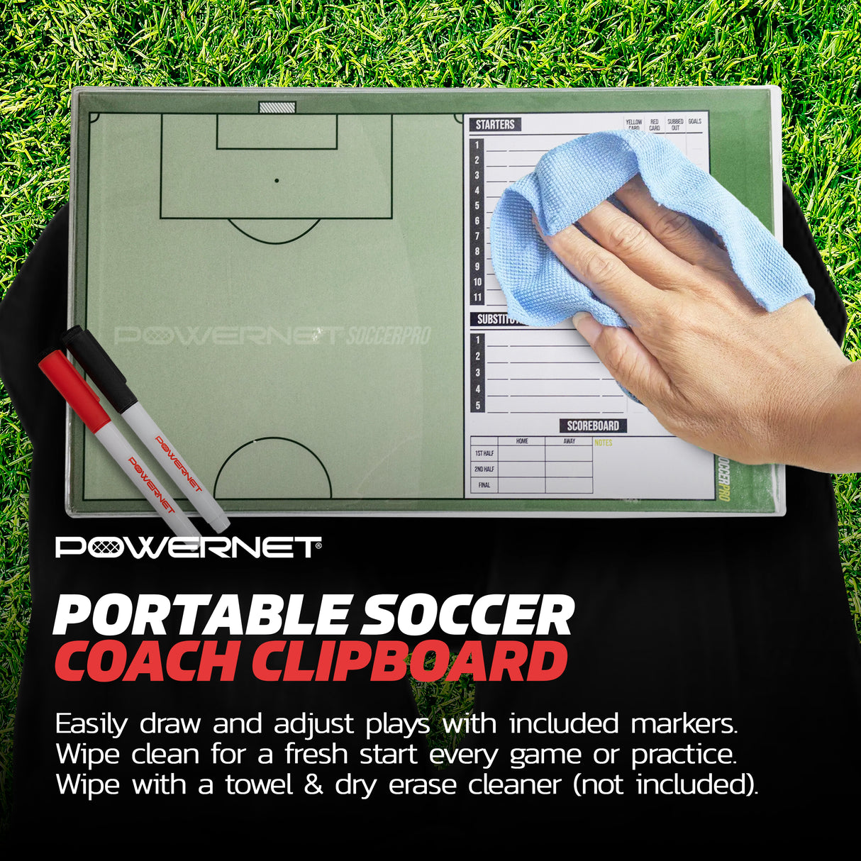 PowerNet Soccer Pro Lineup Coaching Board Coaches Marker Boards PowerNet