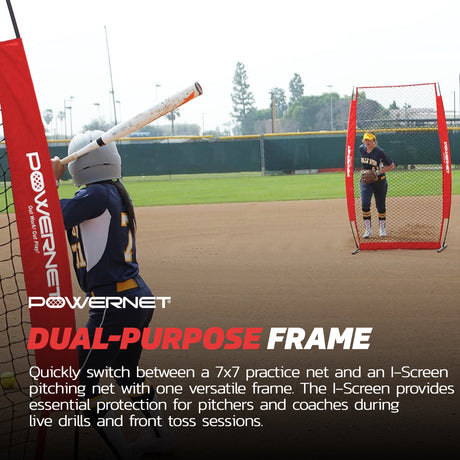 Practice Net 7x7 Bundle + I-Screen (1 Frame + 2 Nets) Sports PowerNet