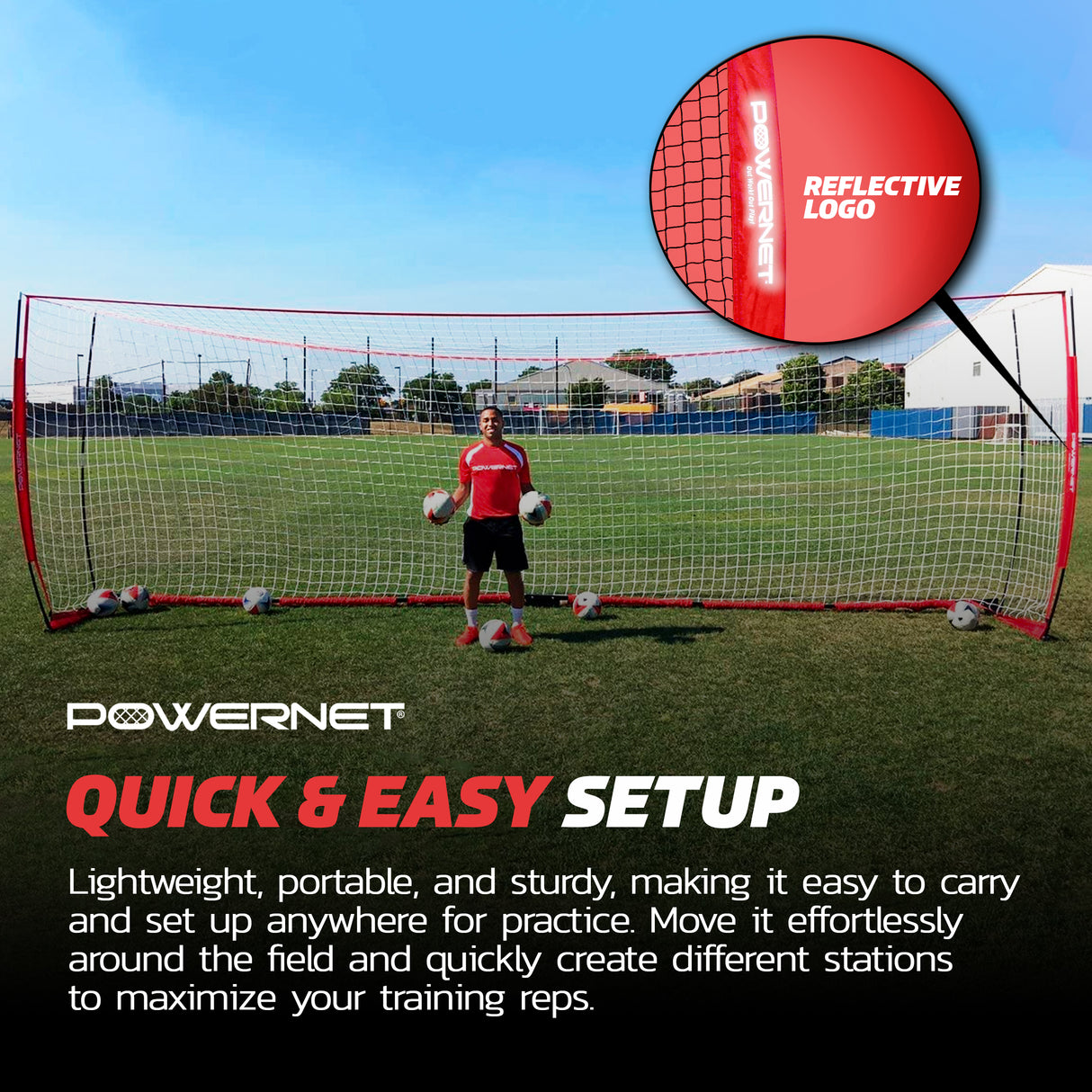 Portable 18.5x6.5 FT Soccer Goal Sports PowerNet
