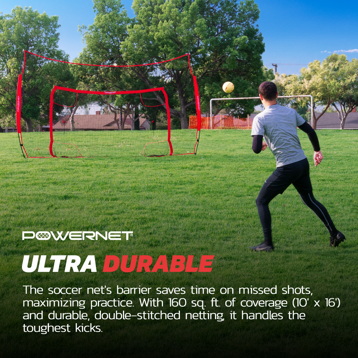 16x10 FT Soccer Goal Combo Barrier Soccer Goal PowerNet