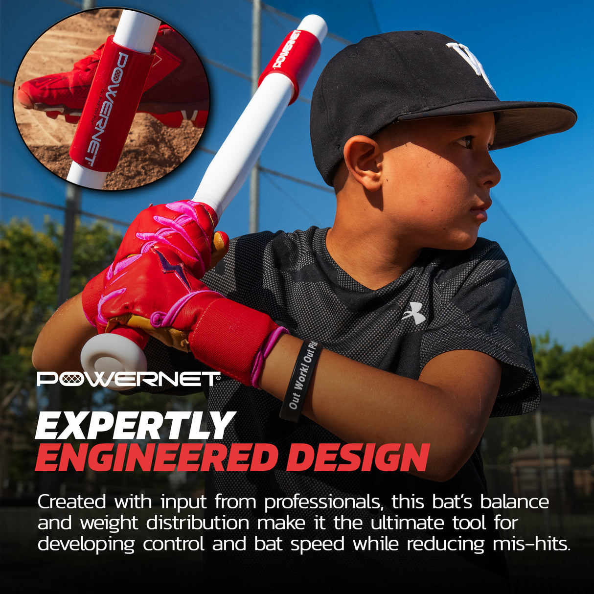 Sweet Spot Training Bat + Softball 3.2" Progressive Weighted Ball 9 PRO Pack Bundle Sports PowerNet