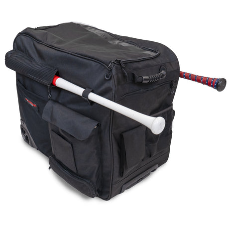 PRO Rolling Baseball Coach Bag Caddy | Holds Two Gallon Bucket Balls PowerNet by TrainingNets