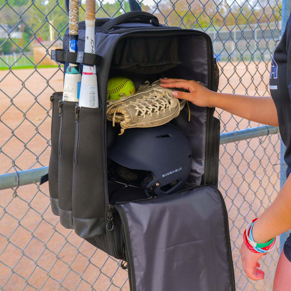 PRO Odyssey Rolling Backpack for Softball & Baseball PowerNet by TrainingNets