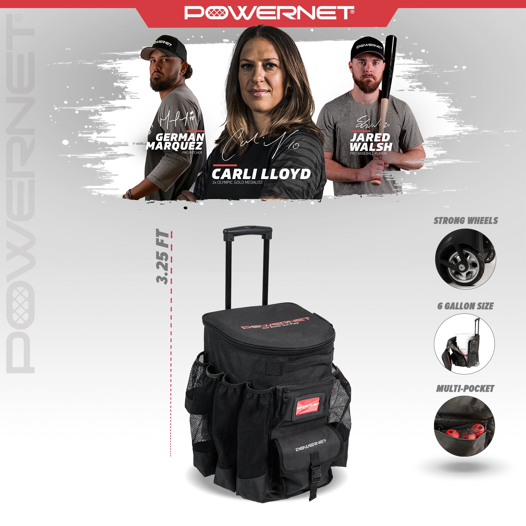 Wheeled 6 Gallon Bucket Caddy Organizer Cover TrainingNets by PowerNet