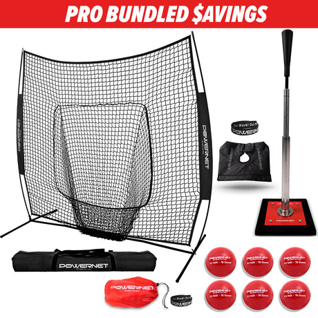 Pro Training Bundle | 7x7 Net, Batting Tee & Weighted Balls (Black) Training Bundles PowerNet