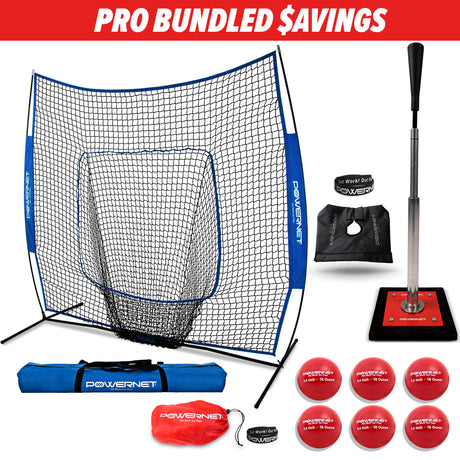 Pro Training Bundle | 7x7 Net, Batting Tee & Weighted Balls (Royal Blue) Training Bundles PowerNet