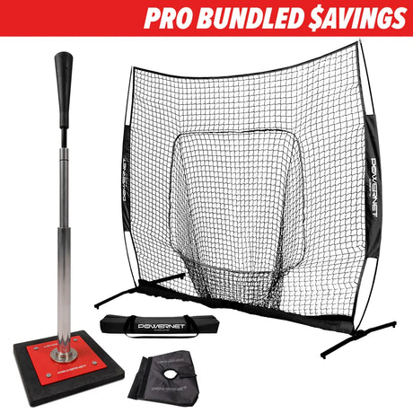 PRO BUNDLE | One-Piece Pro Frame and Tee Bundles (7x7 Net (Black) + Pro Tee) PowerNet by TrainingNets