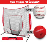 Pro Training Bundle | 7x7 Net, Crushers Training Balls & Practice Baseballs TrainingNets by PowerNet Red