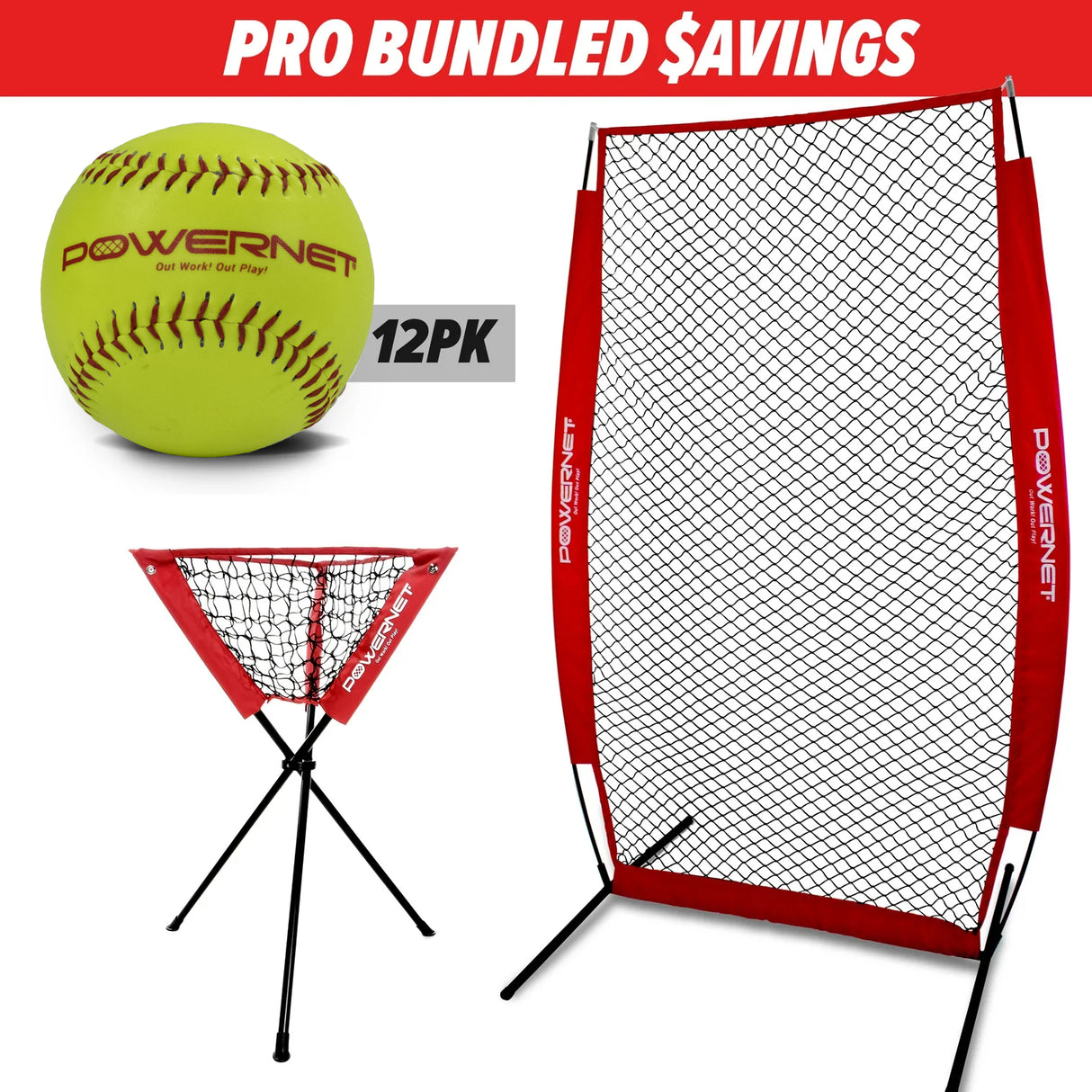 Pro Training Bundle | I-Screen, Ball Caddy & Practice Softballs TrainingNets by PowerNet