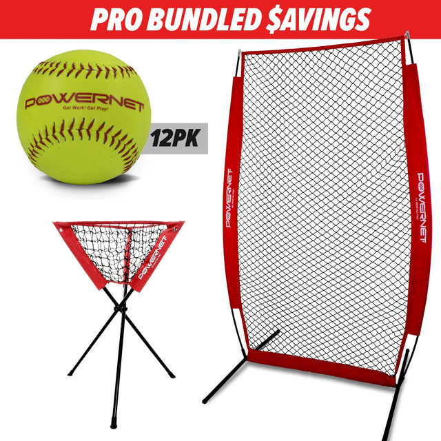 Pro Training Bundle | I-Screen, Ball Caddy & Practice Softballs TrainingNets by PowerNet