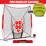 Pro Pitching Bundle | 8x8 Net, Pitch Perfect Targets & Practice Softballs TrainingNets by PowerNet